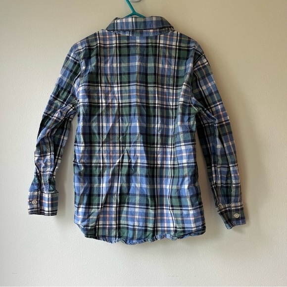 🌼 5/$25 Carter’s Boys Plaid Button-Up Shirt 5T Long Sleeve Blue Green - Picture 10 of 10